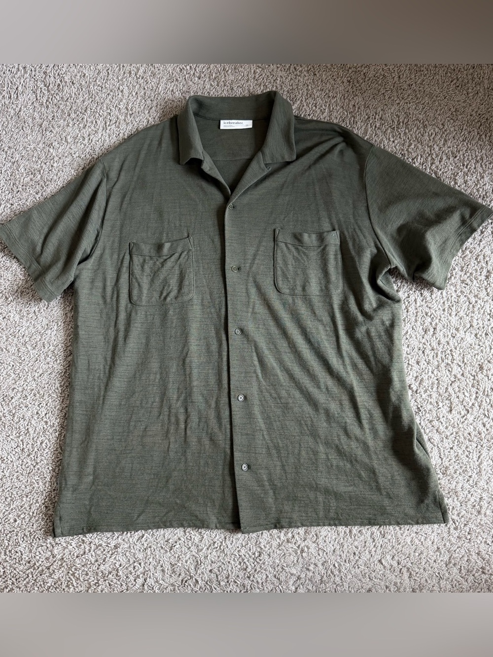 Icebreaker 100% Wool Button Down Short Sleeve Shirt